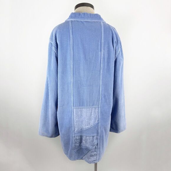 J. Jill Corduroy Tunic Top Lavender Button Front Long Sleeve Shirt Size Large - Picture 2 of 14